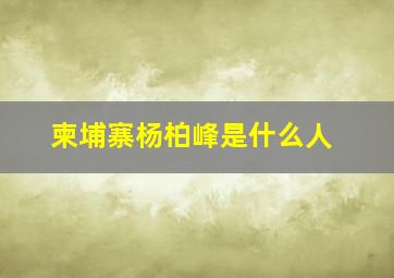 柬埔寨杨柏峰是什么人