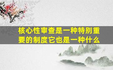 核心性审查是一种特别重要的制度它也是一种什么