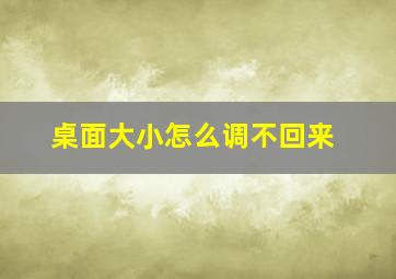 桌面大小怎么调不回来