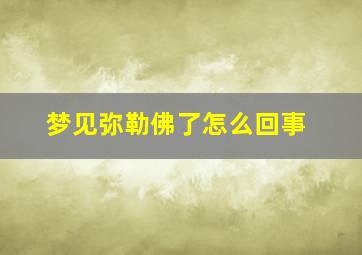 梦见弥勒佛了怎么回事