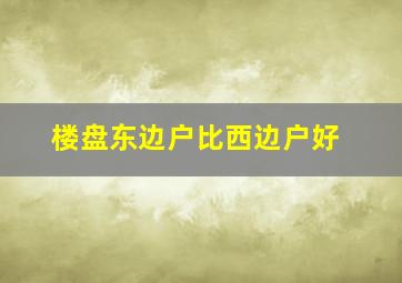 楼盘东边户比西边户好