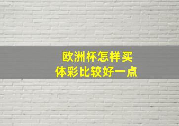 欧洲杯怎样买体彩比较好一点