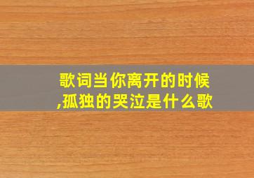 歌词当你离开的时候,孤独的哭泣是什么歌