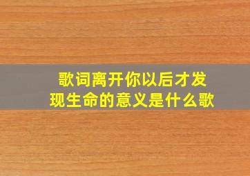 歌词离开你以后才发现生命的意义是什么歌