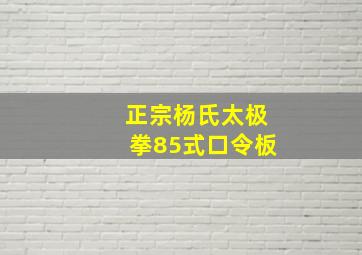 正宗杨氏太极拳85式口令板