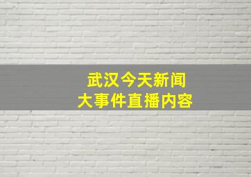 武汉今天新闻大事件直播内容