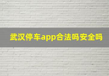 武汉停车app合法吗安全吗