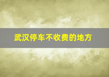 武汉停车不收费的地方