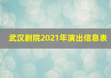 武汉剧院2021年演出信息表