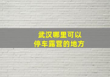 武汉哪里可以停车露营的地方