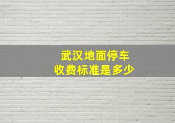 武汉地面停车收费标准是多少