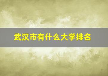 武汉市有什么大学排名