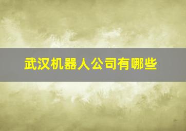 武汉机器人公司有哪些