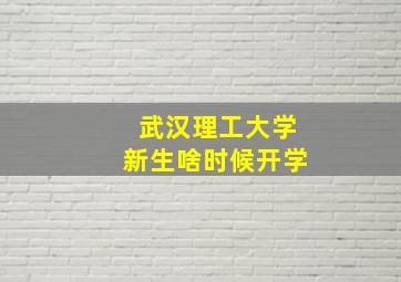 武汉理工大学新生啥时候开学