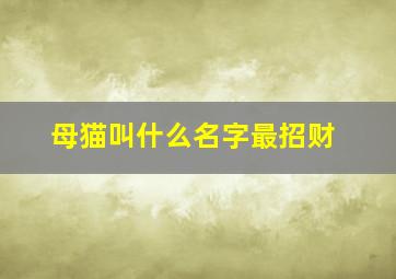 母猫叫什么名字最招财