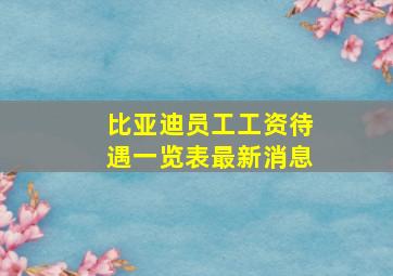 比亚迪员工工资待遇一览表最新消息