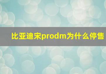 比亚迪宋prodm为什么停售