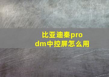 比亚迪秦prodm中控屏怎么用