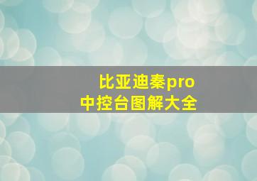 比亚迪秦pro中控台图解大全