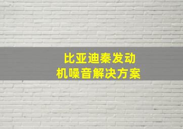 比亚迪秦发动机噪音解决方案