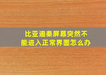 比亚迪秦屏幕突然不能进入正常界面怎么办