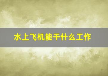 水上飞机能干什么工作