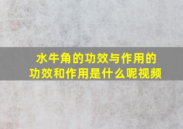 水牛角的功效与作用的功效和作用是什么呢视频