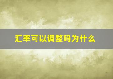 汇率可以调整吗为什么