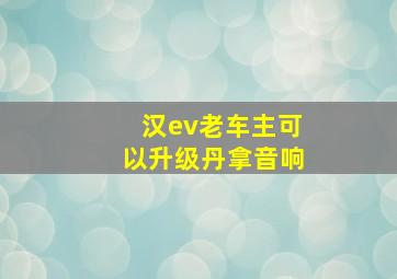 汉ev老车主可以升级丹拿音响