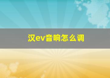 汉ev音响怎么调