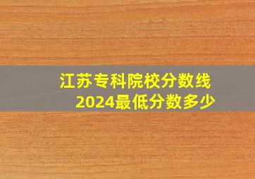 江苏专科院校分数线2024最低分数多少