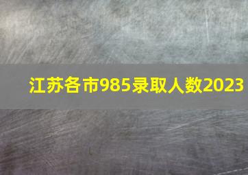 江苏各市985录取人数2023