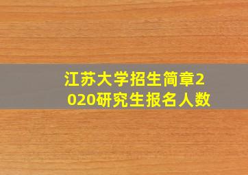 江苏大学招生简章2020研究生报名人数