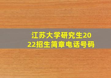 江苏大学研究生2022招生简章电话号码