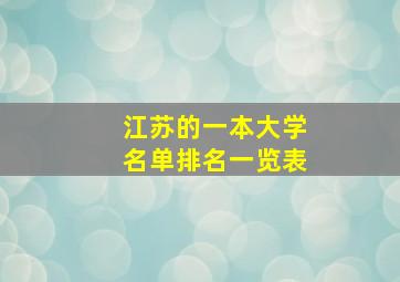 江苏的一本大学名单排名一览表