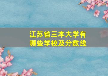 江苏省三本大学有哪些学校及分数线