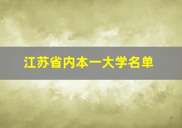 江苏省内本一大学名单