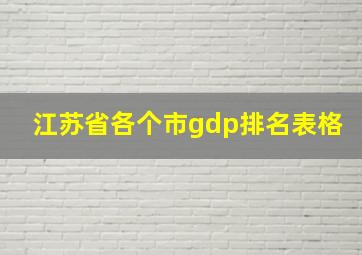 江苏省各个市gdp排名表格