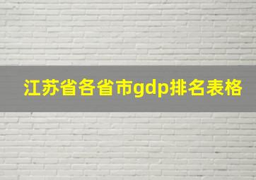 江苏省各省市gdp排名表格