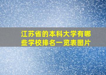 江苏省的本科大学有哪些学校排名一览表图片