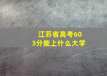 江苏省高考603分能上什么大学