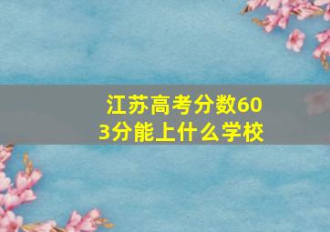 江苏高考分数603分能上什么学校