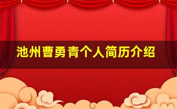 池州曹勇青个人简历介绍