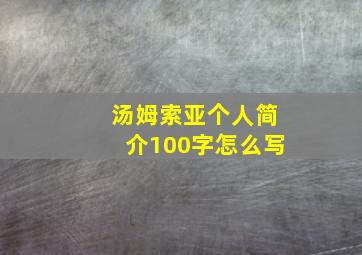 汤姆索亚个人简介100字怎么写