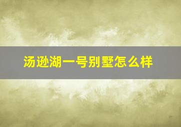 汤逊湖一号别墅怎么样