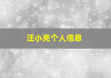 汪小亮个人信息