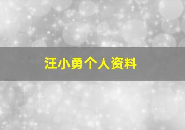 汪小勇个人资料