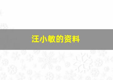 汪小敏的资料