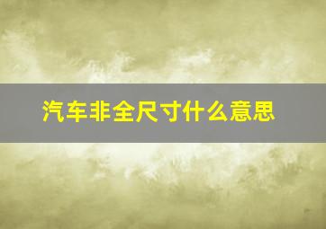 汽车非全尺寸什么意思