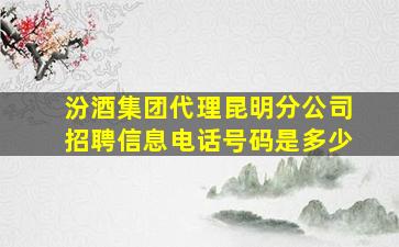 汾酒集团代理昆明分公司招聘信息电话号码是多少